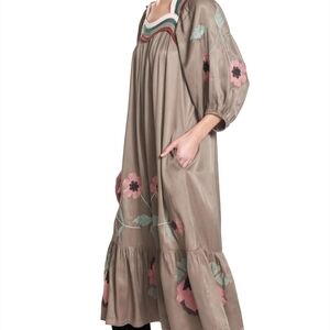 Corey Lynn Calter Nwt Satin Floral Embroidered Olive Exclusive Designer Dress